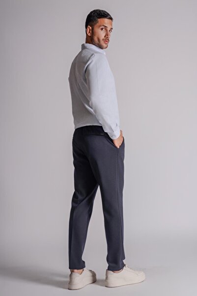 BRACCAS Erkek Yandan Cepli Beli Ribanalı Slim Fit Chino Pantolon Lacivert