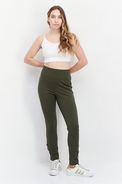 INC Women High Rise Skinny Fit Plain Pull On Pants, Green