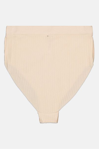 Etam Women Textured Pull On High Waist Panty, Beige