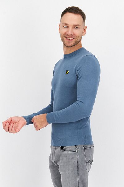 Lyle & Scott Men Crew Neck Long Sleeve Embroidered Logo Sweatshirt, Blue