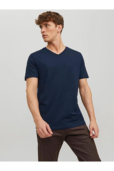 Jack & Jones JACK&JONES 12156102 ORGANIC V YAKA KISA KOL Т-ШИРТКА