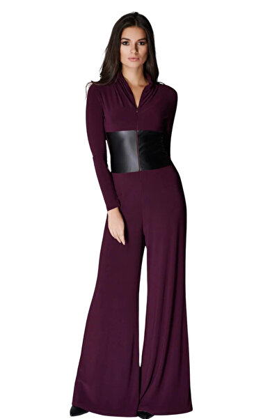 Laranor Δερμάτινη γυναικεία φόρμα με φερμουάρ Plum Collar - Day and Night Chic 15l4557
