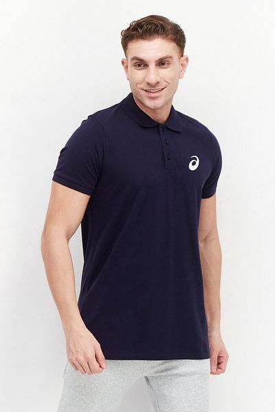 Asics Men Sportswear Fit Short Sleeve Outdoor Polo Shirt, Navy Blue