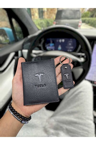 VİSSO TESLA Araç UYUMLU VİSSO 1904 Hakiki Deri Araç Ruhsat Kılıfı İsme Özel Ç...
