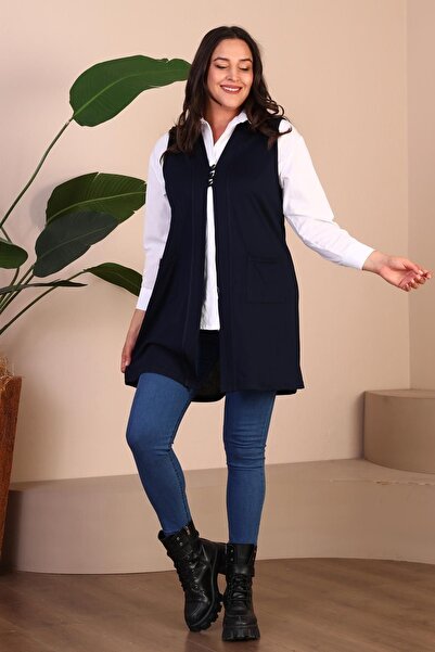 Ferace Women's Large Size Hijab Vest Flexible Vest with Buttons and Pockets