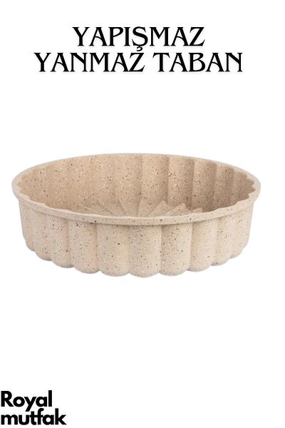 ThermoAD 28 cm Granite Cast - Mink Colored Milk Bowl, Sauce Bowl and Pancake Pan with Smiling Face Emoji