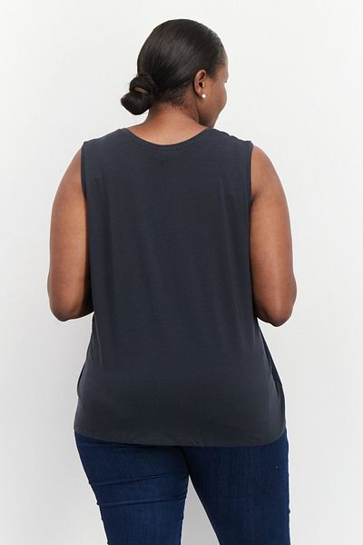 Eileen Fisher Women Plus Size Round Neck Sleeveless Solid Tank Top, Grey