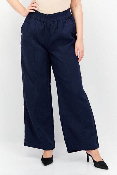 Esprit Women Wide Leg Solid Palazzo Pants, Navy