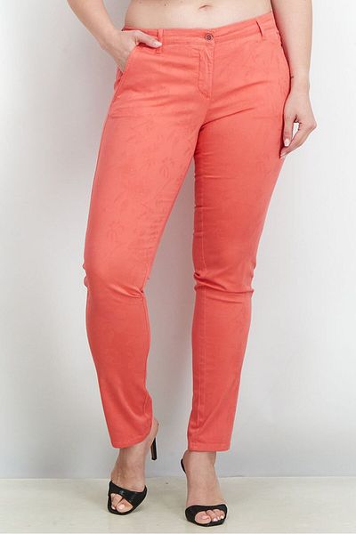 Harmont & Blaine Women Regular Fit Stretchable Solid Trouser Pants, Coral