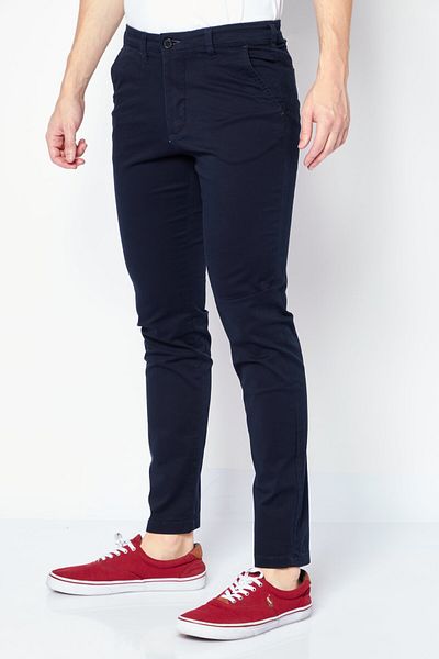 Selected Homme Men Slim Fit Solid Chino Pants, Black