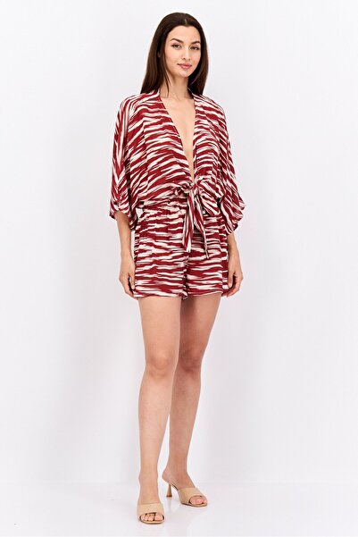 Vince Camuto Women Allover Print Short Sleeves Playsuits, Dark Brown