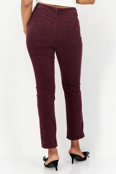 Gloria Vanderbilt Women Slim Fit Plain Stretchable Corduroy Pants, Purple
