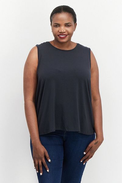 Eileen Fisher Women Plus Size Round Neck Sleeveless Solid Tank Top, Grey