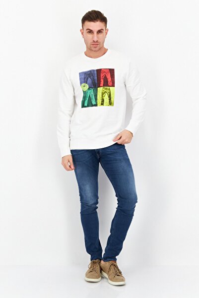 Levi's Men Crew Neck Long Sleeve Graphic Print Sweatshirt, White