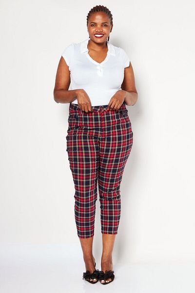 Tommy Hilfiger Women Plus Size Plaid Pants, Red Combo