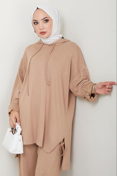 hafsamina Mink Hooded Double Set - Hm2511