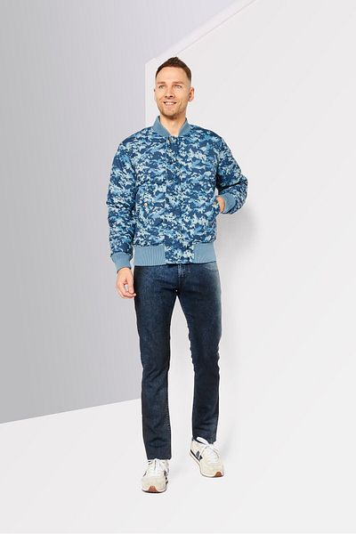 Diesel Men Camouflage Reversible Jacket, Navy Blue Combo