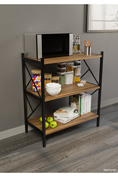 mormanya Arrose Metal Tekli Mutfak Rafı Malzeme Dolabı 3 Raflı Mikrodalga Fır...