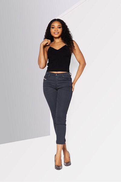 Diesel Women Slim Fit Solid Chino Pants, Black