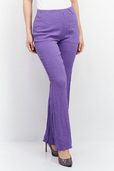 Misfit Women Regular Fit Embroidered Logo Wide Leg Pant, Purple