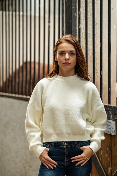 VerdeBlanco White Plush Knitwear Sweater - Furry