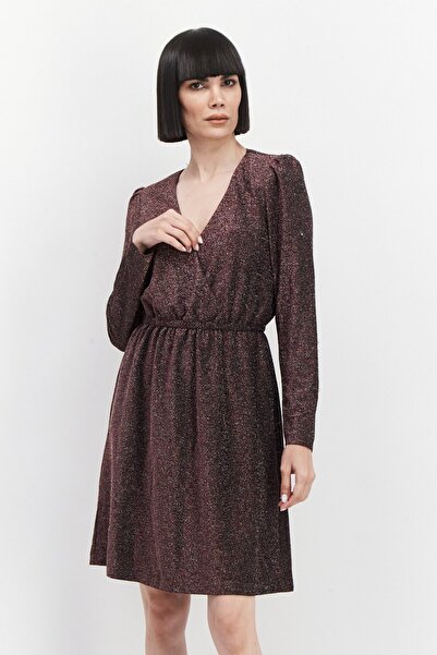 INC Women Metallic Mini Dress, Maroon