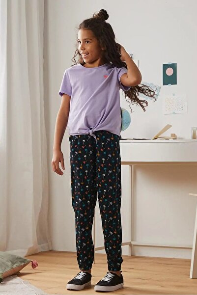 Tchibo بنطلون جيرسي سهل الارتداء للبنات الصغار، أسود