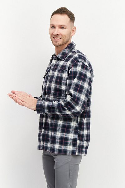 Esprit Men Plaid Long Sleeve Shirt Jacket, White