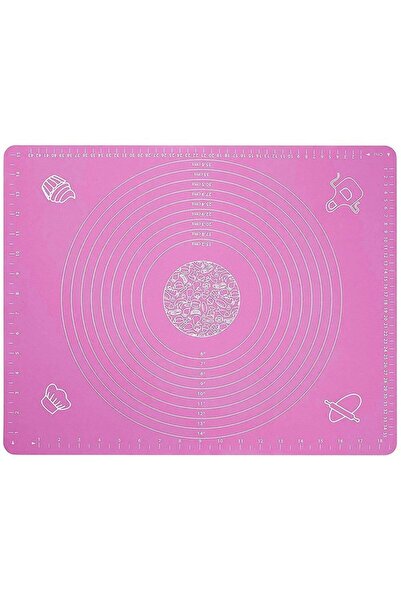 Home Silikon Hamur Açma Matı - Büyük Boy 50x40 Cm Pembe Renk