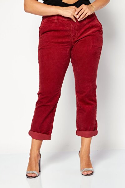 Esprit Women Wide Leg Corduroy Pants, Red