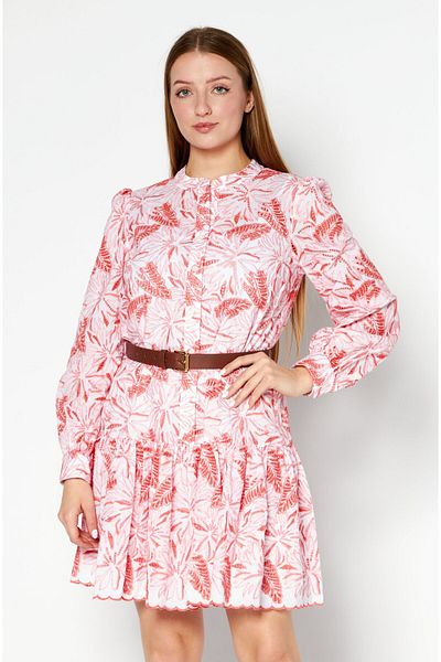 Michael Kors Women Lace Belted Mini Dress, Pink
