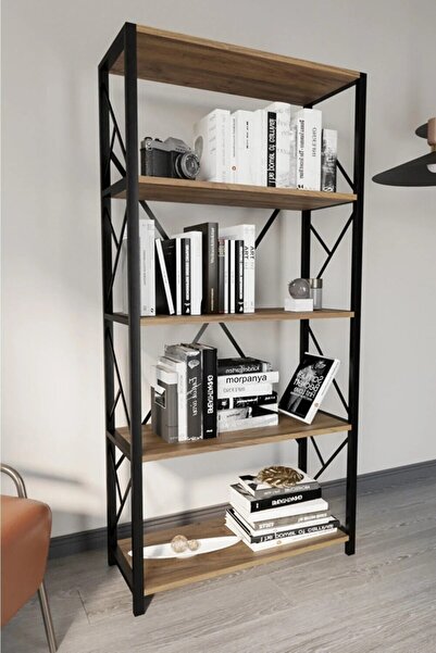 mormanya Marse Metal Kitaplık 5 Raflı Dekoratif Kitaplık Dosya Kitap Raf Ofis...