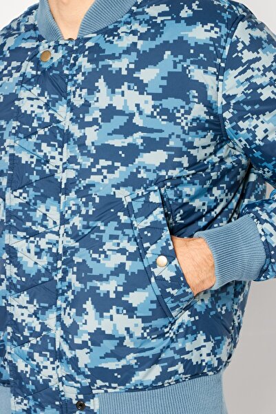 Diesel Men Camouflage Reversible Jacket, Navy Blue Combo