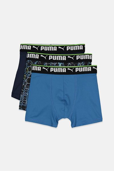 Puma ملابس داخلية رياضية للأولاد، 3 قطع، أسود وأزرق وأزرق داكن