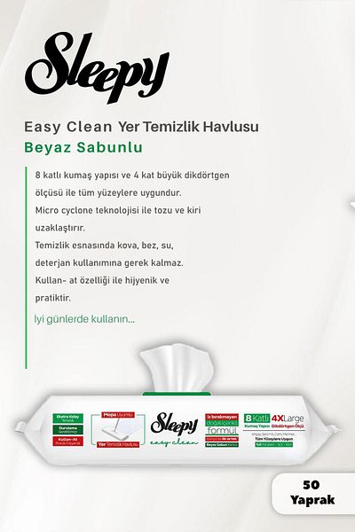 Sleepy 2 Pieces of White Soap Mopa - Floor Wipes 50Pcs and Rosie