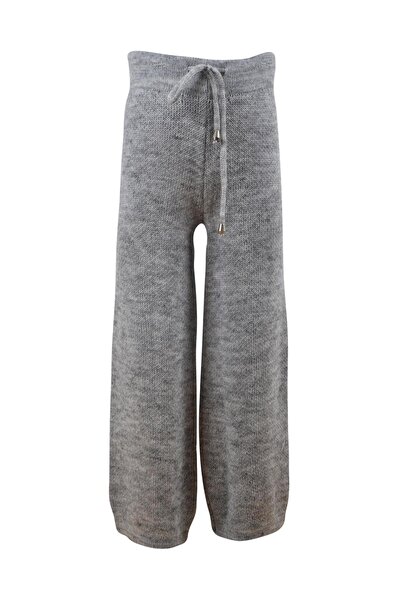 Minora Kız Çocuk Triko Bol Paça,Beli Lastikli Pantolon 6-9 Yaş  GRİ