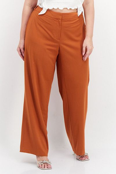 Calvin Klein Women Plus Size Wide Leg Plain Palazzo Pant, Light Brown
