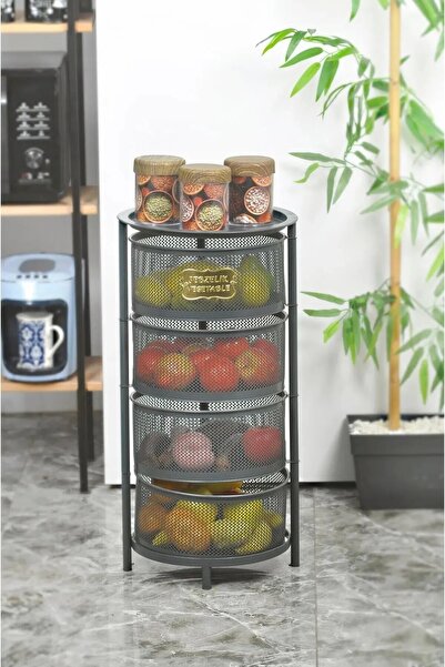 Genel Markalar SİYAH 4 Katlı Metal Açılır Kapanır Paslanmaz Sebzelik