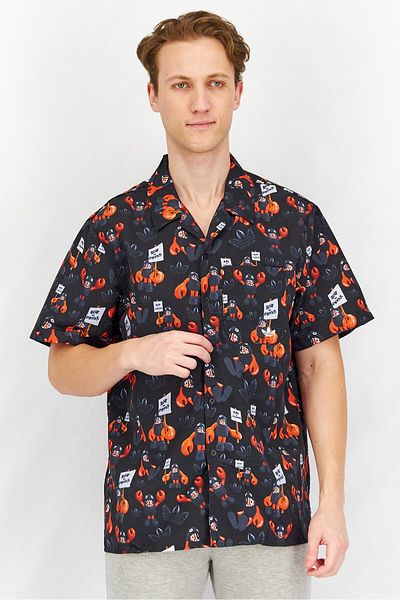 Adidas Originals Men Sportswear Fit Short Sleeves Printed Shirt, Black Combo