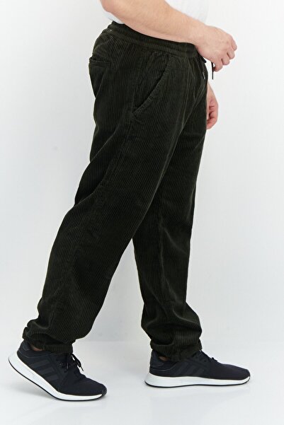 Esprit Men Relaxed Fit Drawstring Ripped Pants, Dark Green