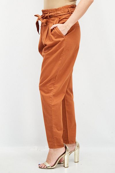 Esprit Women Regular Fit High Waist Pants, Rust