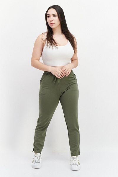 French Connection Women Drawstring Plain Jogger Pants, Olive