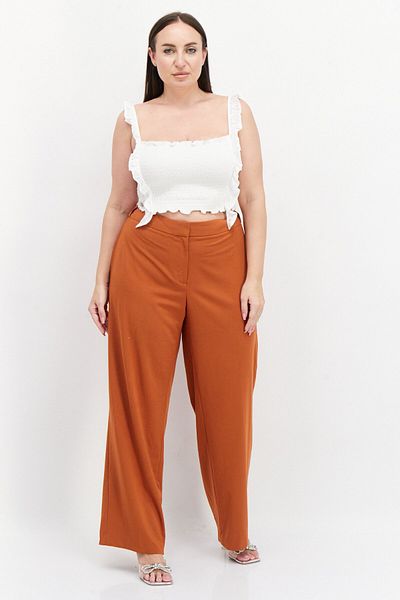 Calvin Klein Women Plus Size Wide Leg Plain Palazzo Pant, Light Brown