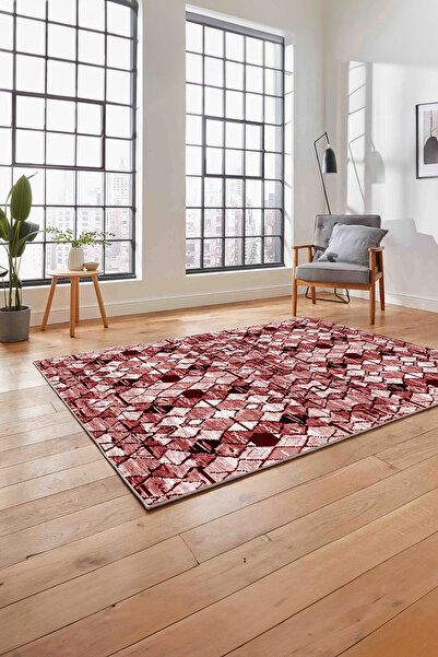 Napoli Home Printed Nordic Quadrilateral Patterned Washable Non-Slip Runner Kitchen Living Room Carpet