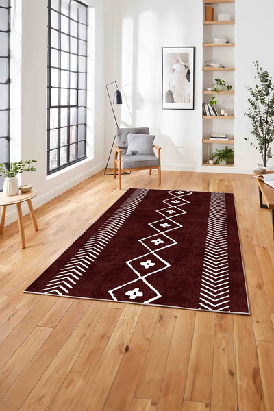 Napoli Home Printed Nordic Geometric Striped Washable Non-Slip Runner Kitchen Living Room Carpet