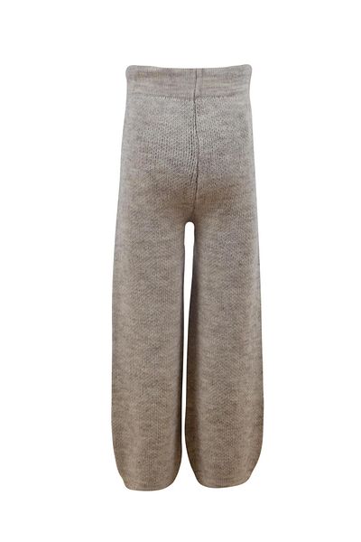 Minora Beige Color Girl's Knitwear Trousers - Wide Leg and Elastic Waist Age 6-9