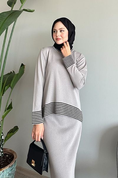 InStyle Γκρι Σετ με Φούστα Piping Stripe
