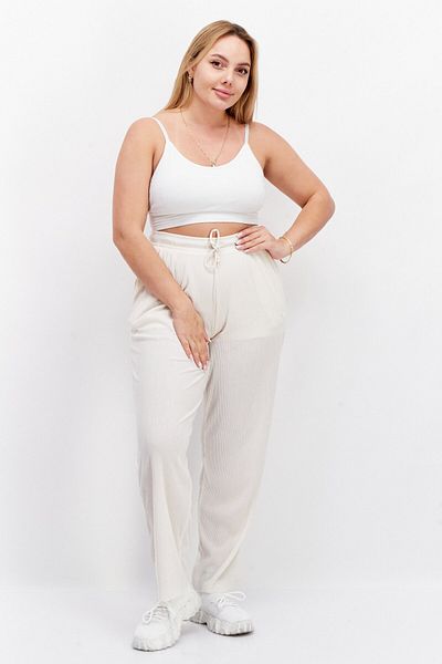 adidas Women Regular Fit Brand Logo Wide Leg Pant, Beige