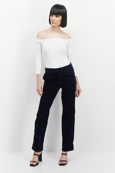 Esprit Women Wide Leg Ribbed Corduroy Pants, Navy