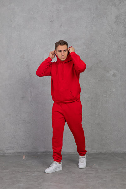 NOUCAMP Erkek Eşofman Takımı 3 İplik Şardonlu Kapşonlu Yumuşacık Kumaş Paçası Lastikli